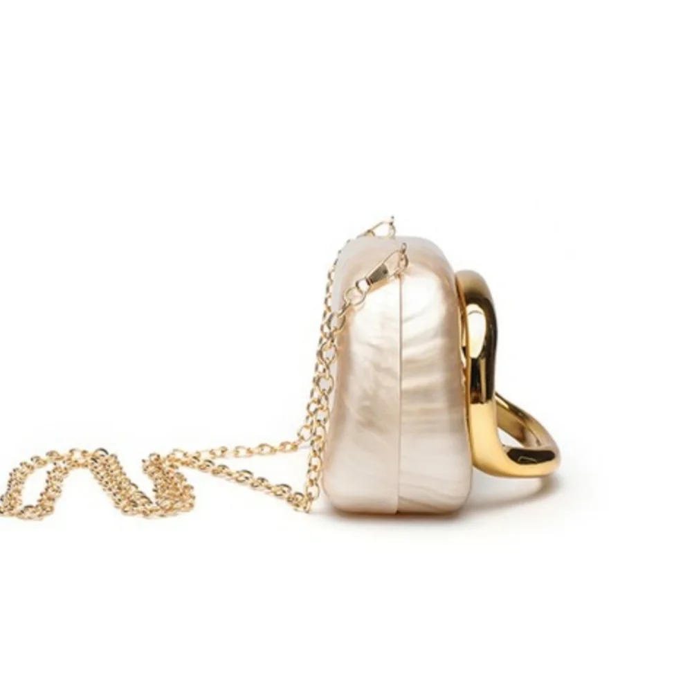 Gold and Cream Clutch with Metallic Accent